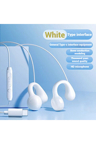 Choice white-type-c Clip-on Type C&3.5mm Wired Headphones Stereo Sound Sports...