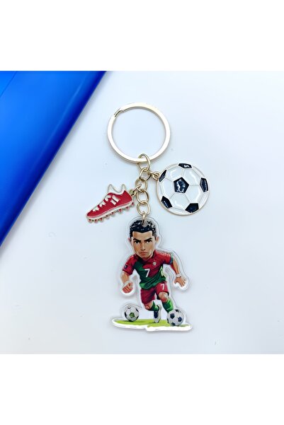 Choice 1pc 1pc Zinc Alloy Football Player Keychain, Soccer Ball & Cleats Cart...