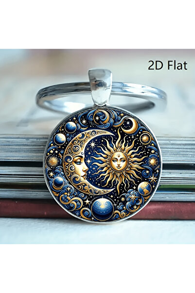 Choice 1pc Astro Sun & Vintage Moon Keychains, Bag/Car Charms, Home Decor. Pe...