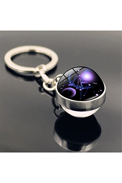 Choice1 Libra 1pc Double-Sided Glass Ball Keychain with Constellation Pattern...