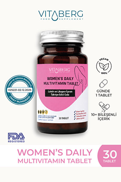 Vitaberg Women’s Daily Multivitamin Tablet | B Vitaminleri, Beta Glukan, Lute...