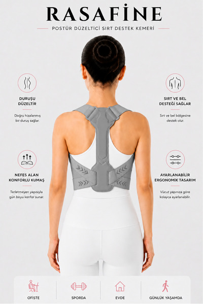 rasafine Posture Corrector Back Support Belt Adjustable Upright Posture Corse...