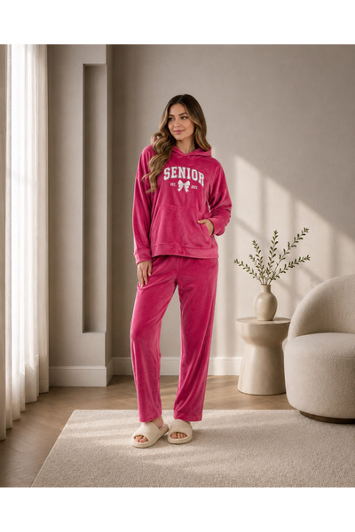 Clyfora Senior Hooded Velvet Pajama Set