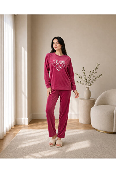 Clyfora Heart Velvet Pajama Set