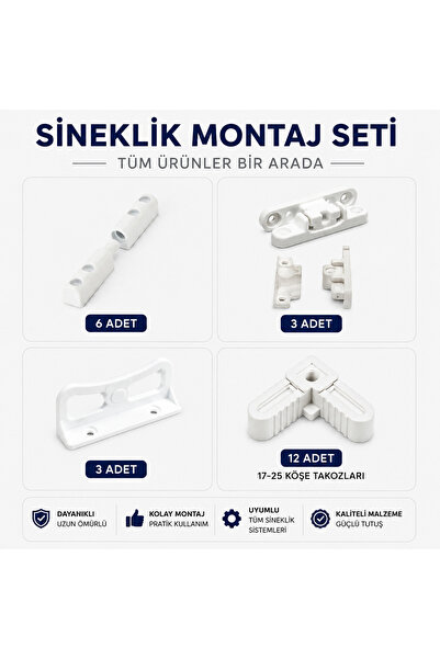Genel Markalar 17-25 sineklik menteşeli tamir takımı menteşe çıt çıt köşe tak...