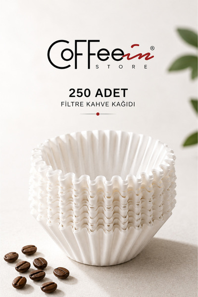Coffeein Basket Filtre Kağıdı 85/245 mm 250 Adet | Beyaz Kahve Filtre Kağıdı ...