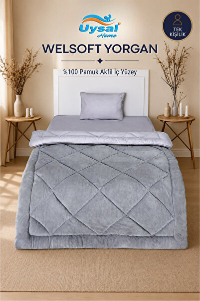UYSAL WELSOFT AKFİL TEK KİŞİLİK YORGAN GRİ 155x215