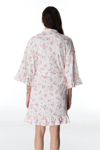 Penti Pink Blossom Pointel Floral 3/4 Sleeve Dressing Gown Pajama Top