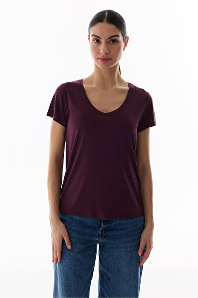 Penti Burgundy V-Neck Modal T-Shirt