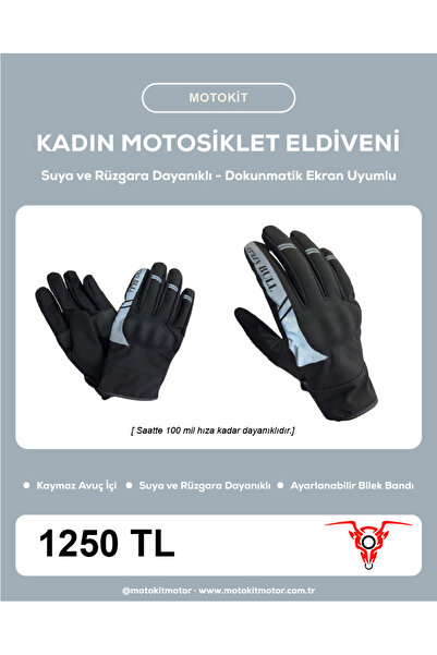 MOTOKIT Gray 4 Season Women's Motorcycle Gloves + Buff with Gift