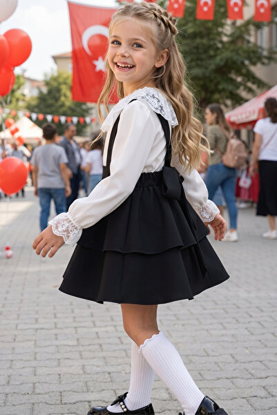 Parla Kids فستان هيلين أسود للفتيات، بلوزة جيليه من الدانتيل، 23 أبريل، 29 أك...