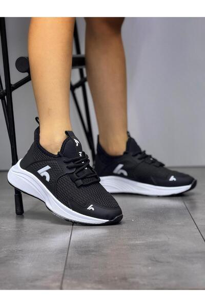 ARONA Lace-Up Unisex Children's Sports Shoes-Black-White