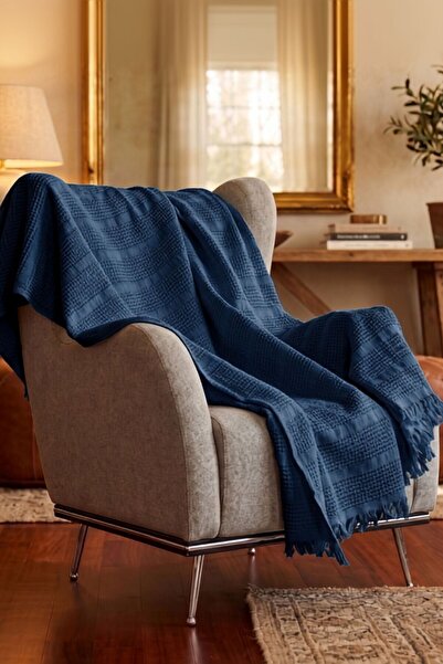 JOJOMIA Mira Throw Koltuk Şalı TV Battaniyesi Denim 130x170
