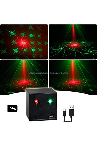 Choice DC USB 5V Rechargeable Battery R&G Laser Projector Disco DJ Light 64 P...