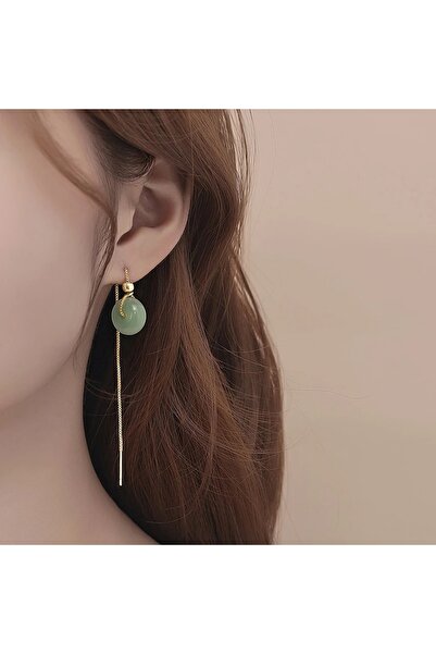 Choice 30HLZY8036 VENTFILLE Gold Color Hetian Jade Earrings for Women Green R...