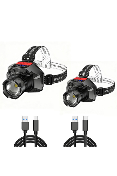 Choice black 2Pcs laser headlight White Laser Headlamp TYPE-C Rechargeable He...