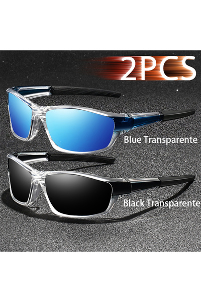 choice2 BlueTrans-BlackTrans 2PCS Fashion Vintage Men Women Clear Frame Sungl...