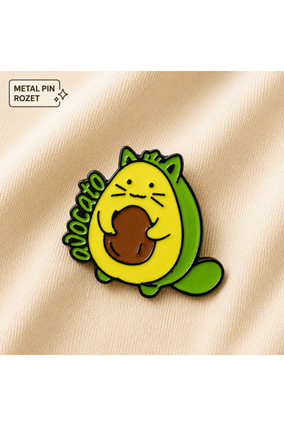 DREAMIOGIFTANDBOX Avokado Kedi Metal Pin Rozet Kawaii Çanta Ceket Şapka Broş ...