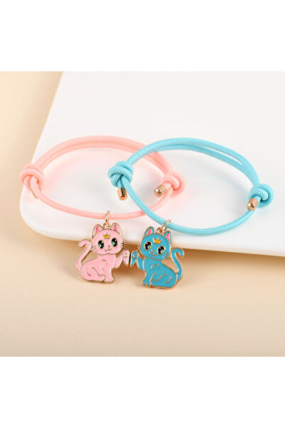choice2 pink blue 2Pcs/ Set Cartoon Animal Multicolour Cat Best Friend Bracel...