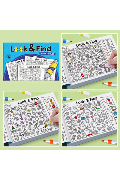 Choice1 Blue-32 Pages Children's Hidden Object Coloring Book Kids Find Items ...