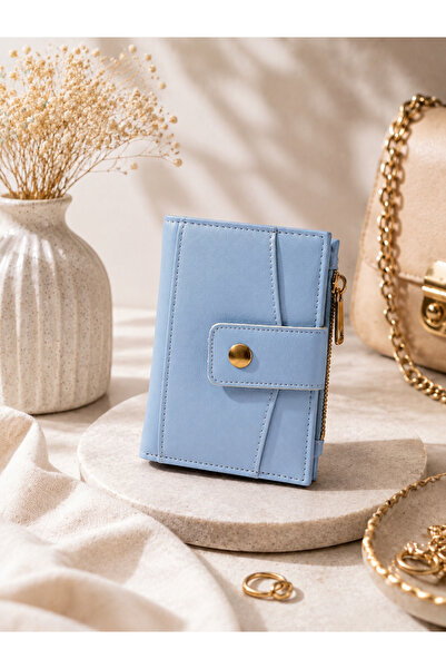 UCCELLO Women's Baby Blue Wallet with Card Slots, Zipper, Coin Pocket, Snap C...