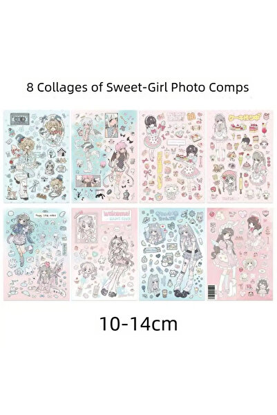 Choice 8PC Mix 8PC Mix Sweet Girl Illustrated Cut-out Stickers Cute Anime Sty...