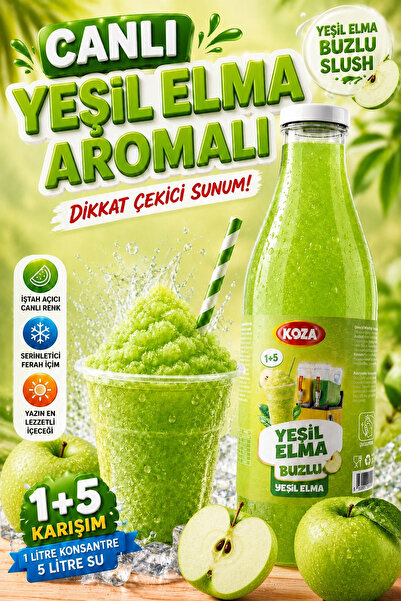 Koza Premium Selection Ice Slush Yeşil Elma Aromalı Karlama Buzlaş Karlı Buzl...