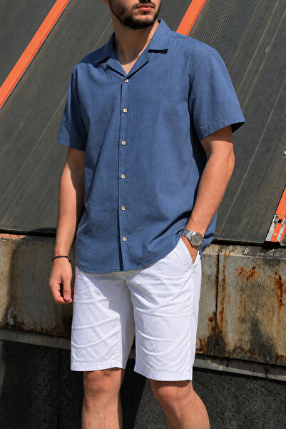 inpool Men's, collar detail, cotton, old money, short sleeved shirt