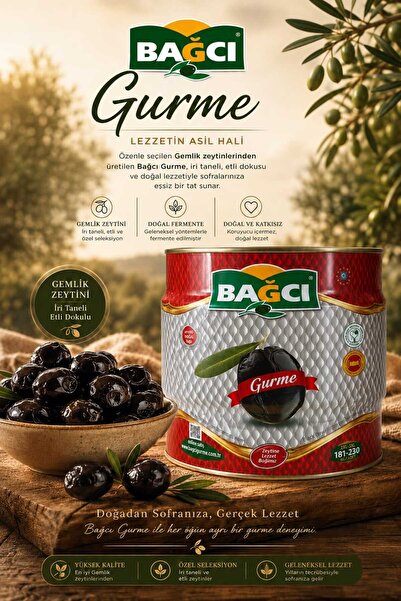 Bağcı Taç Gurme Siyah Zeytin 2 KG Teneke