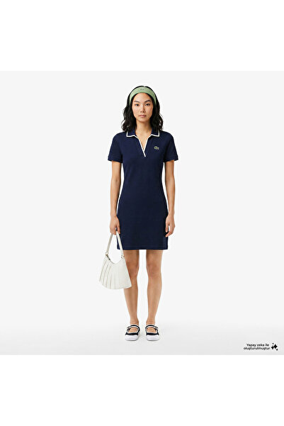Lacoste Kadın Classic Fit Kısa Kollu Polo Yaka Lacivert Elbise