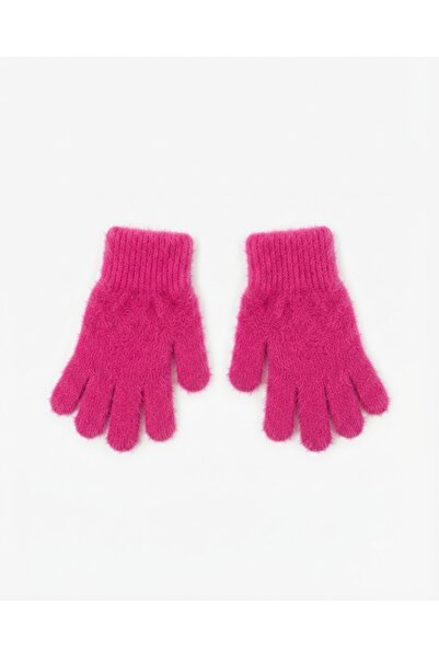 Fonem Unisex Sera Gloves Fo 5572 Fuchsia Color Furry and Soft Textured Winter...