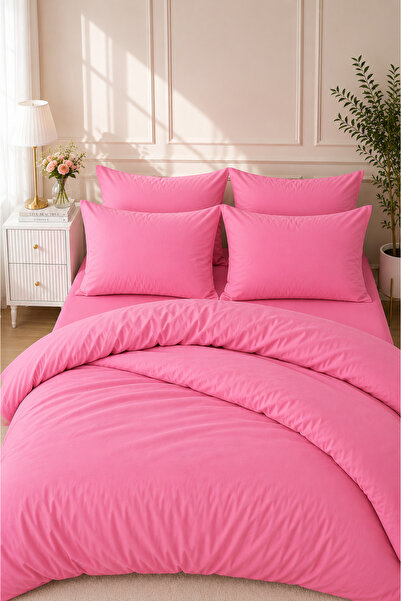 MORE HOME Single Duvet Cover + Pillowcase (Without Sheets) Fuchsia