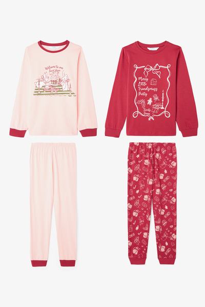 Penti Girl's Friendmass Food Patterned Long Sleeve Cotton 2-Piece Pajama Set