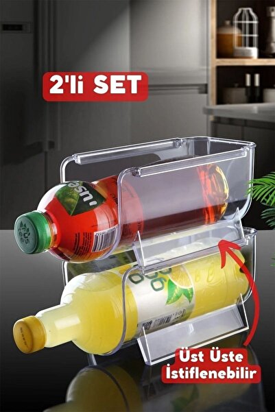 Open Home Concept Layer Stackable Clear Bottle Organizer 2 Pieces Transparent