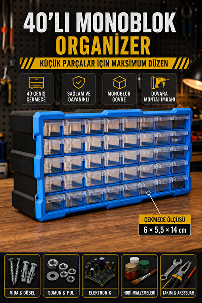 Begin Power 40 Bölmeli Yatay Mono Blok Çekmeceli Organizer