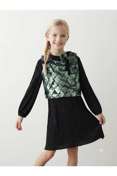 Hilal Akıncı Kids Girl's Burgundy Sequin Velvet Evening Dress with Bolero