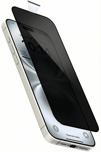Fibaks iPhone 14 Pro/16/15 Gizlilik Hayalet Privacy Ahize Toz Koruma Temperli...