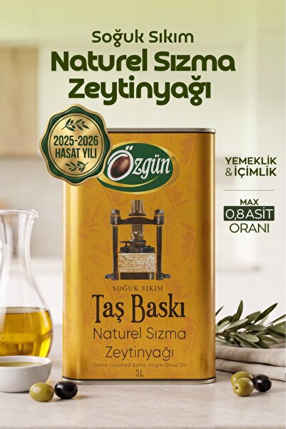 ÖZGÜN ZEYTİN & ZEYTİNYAĞI TAŞ BASKI 3 LT TENEKE