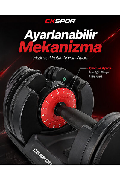 CKSpor 2 x 40 Kg Ayarlanabilir Dambıl Seti Mekanizmalı Fitness ve Güç Antrenman Seti