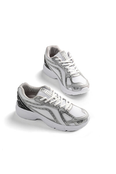 Tonny Black Women's White Silver Thermo Sole Comfortable Lace-Up Sneaker