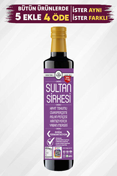 Luga Sultan Sirkesi 500 ml - Doğal Fermantasyon, Katkısız, Glutensiz, Boya ve...