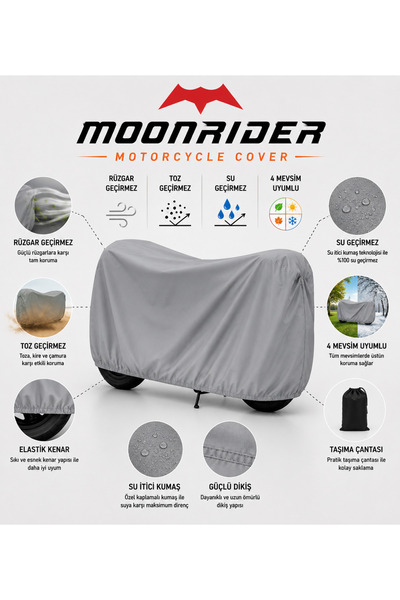 Moonrider خيمة دراجة نارية رمادية مقاومة للماء ممتازة من القماش المشمع من الأ...