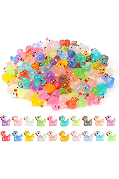 Choice 10pcs Random Color 10/20pcs Luminous Mini Resin Ducks Tiny Duck Glow i...
