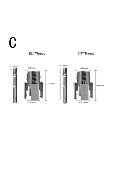 Choice C 1/2 & 3/4 Pipe Thread Cutting Tool Integrated Internal & External Pi...