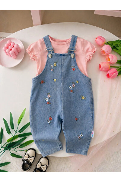 Minigimin Cicileri My Little One's Floral Embroidery Patterned Baby Girl Summ...