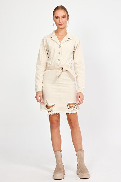 ALEXANDERGARDI SPECIAL COLLECTION BUTTONED BELLOWED DENIM DRESS (3023)