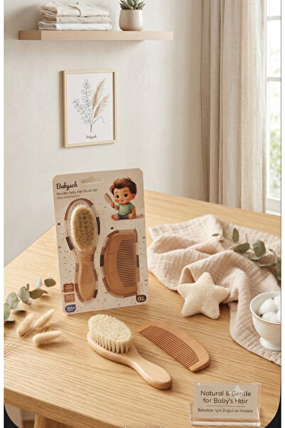 babysch Doğal Ahşap Tarak Seti