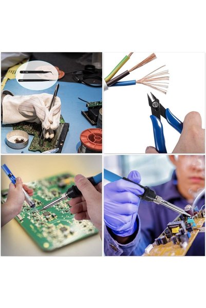 Avex Set profesional de lipit din 15 piese – Fier de lipit, Suport cu arc, Vârfuri interschimbabile, Pompă de deslipit, Pensetă