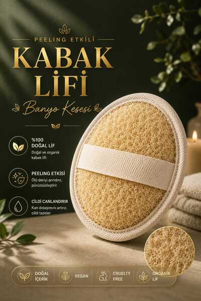 invictus design Kabak Lifi Pad Peeling Banyo Kesesi Organik Yuvarlak Lif Kese...