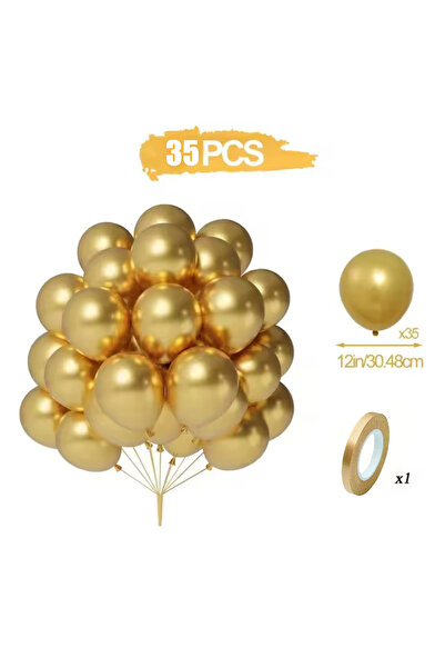 Choice 12INCH Gold 35pcs 12inch Balloon Bundle Set Gold Silver Metal Baloon B...